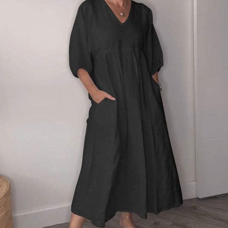 【✨Darmowy naszyjnik o wartości 99 zł】Damska sukienka casualowa z dekoltem w szpic
