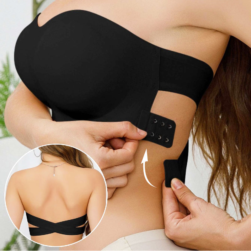 🔥【S-XL】💋Damski biustonosz bez ramiączek z antypoślizgowym zapięciem krzyżowym