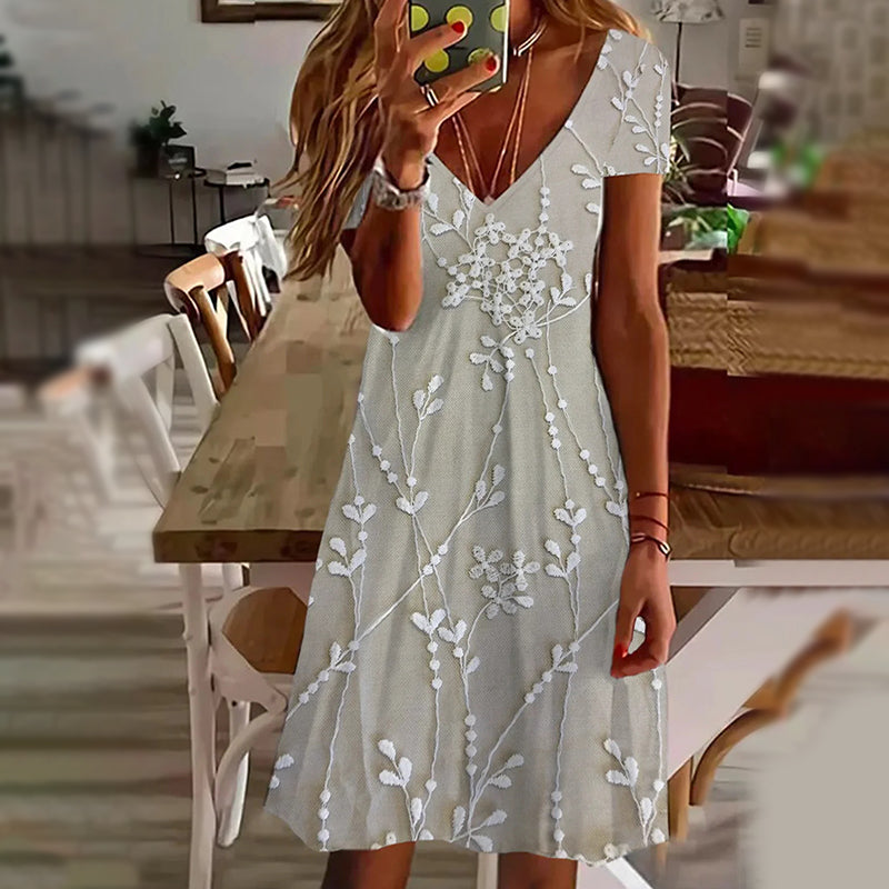 🌸Eleganckie damskie sukienki z dekoltem w serek z nadrukiem