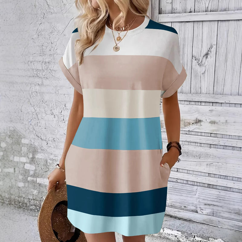 🔥👗Sukienka damska casual z okolicznicem rundym