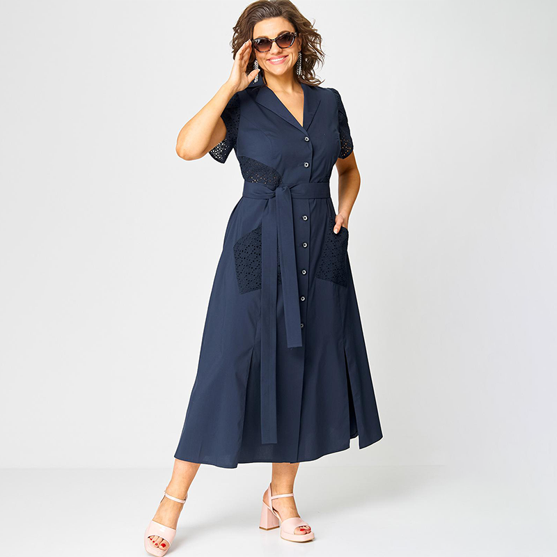 👗✨Damskie sukienki na co dzień z dekoltem w szpic i wiązaniem w talii