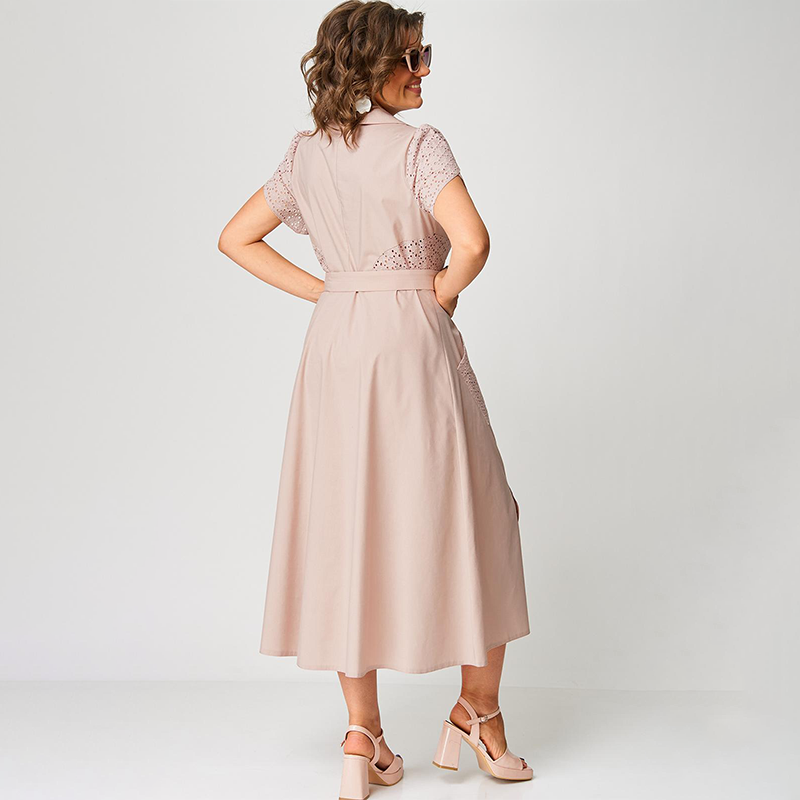 👗✨Damskie sukienki na co dzień z dekoltem w szpic i wiązaniem w talii