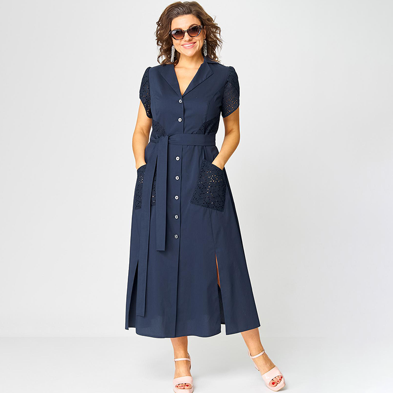 👗✨Damskie sukienki na co dzień z dekoltem w szpic i wiązaniem w talii