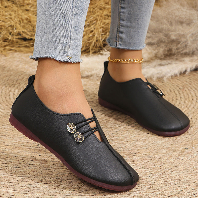 2025 Nowe płaskie buty damskie z miękkiej skóry
