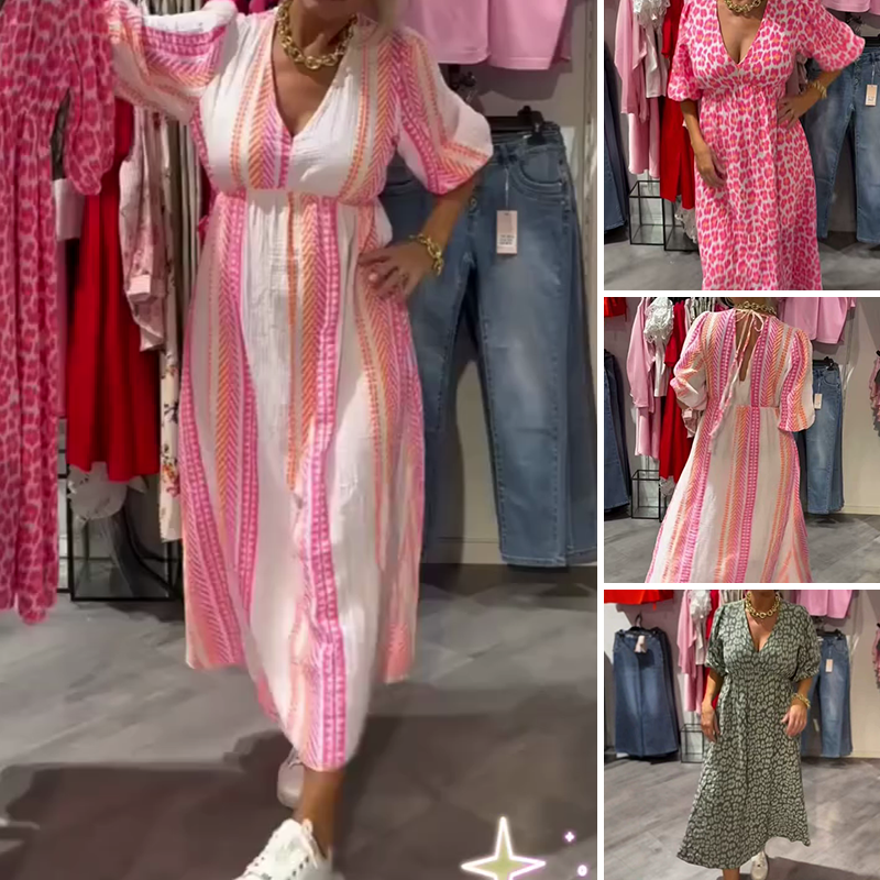 🔥Damska sukienka z nadrukiem z dekoltem w serek👗