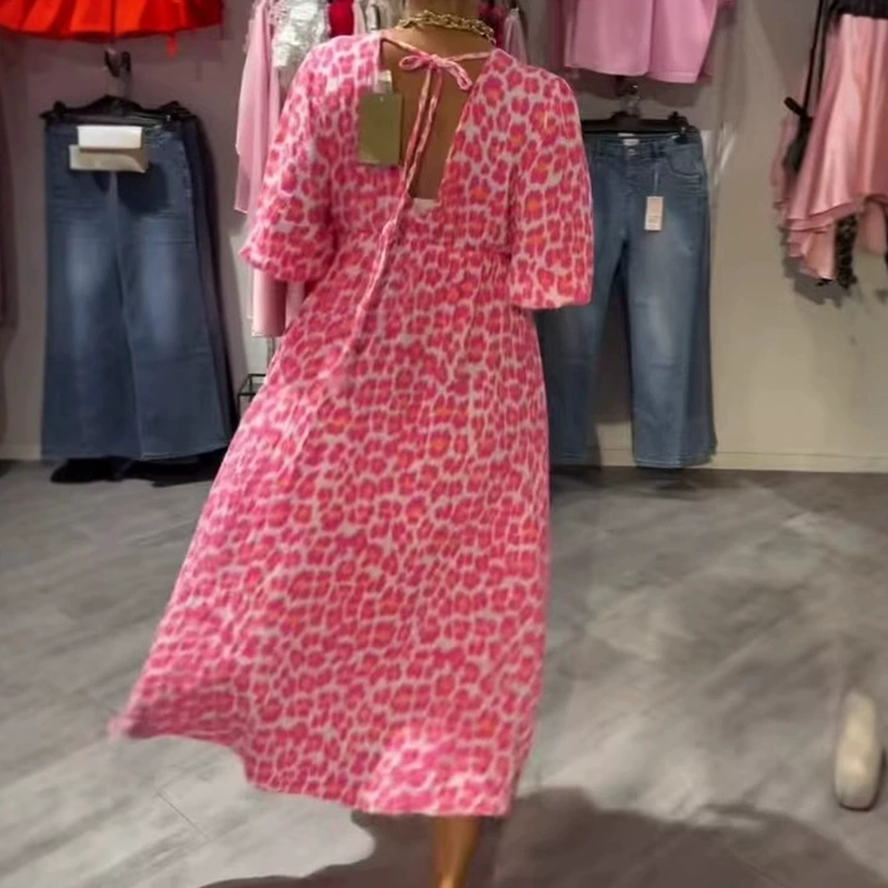 🔥Damska sukienka z nadrukiem z dekoltem w serek👗