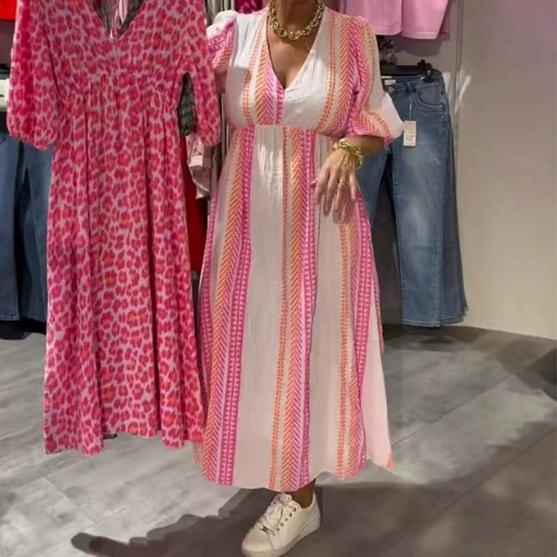 🔥Damska sukienka z nadrukiem z dekoltem w serek👗