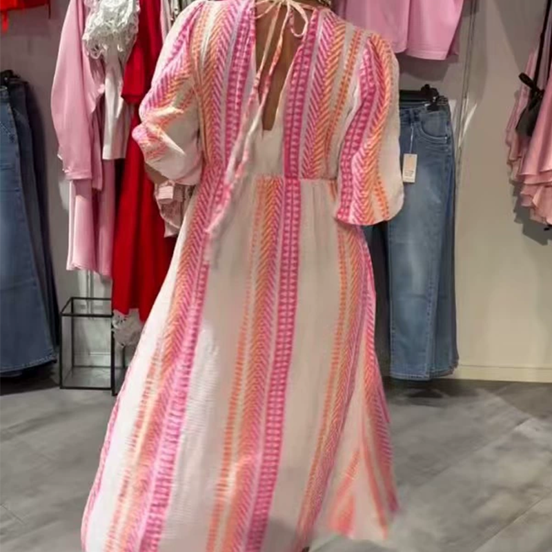 🔥Damska sukienka z nadrukiem z dekoltem w serek👗