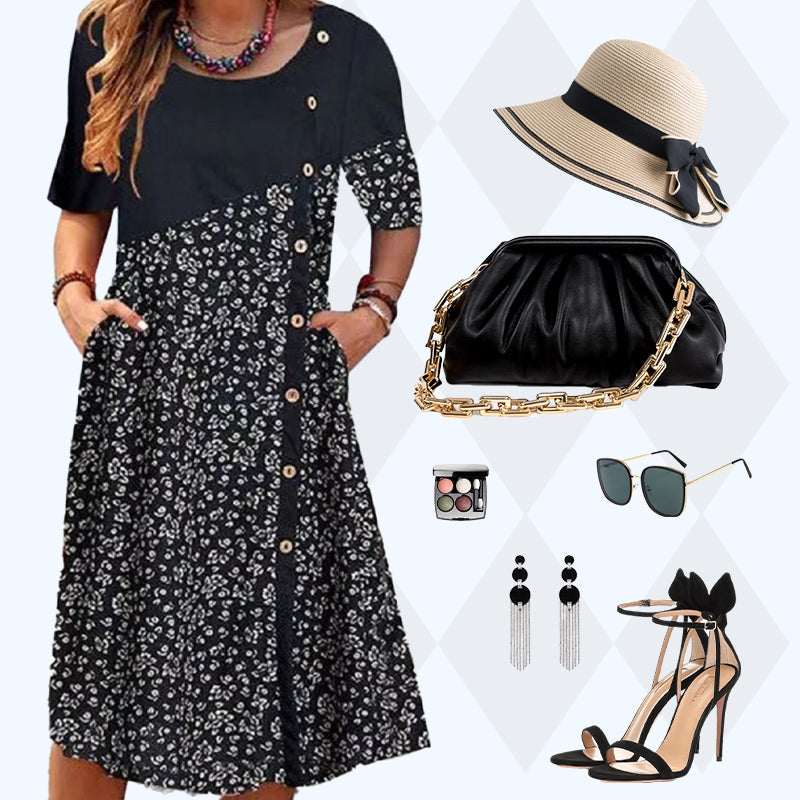 💖Damskie bawełniane sukienki z nadrukiem w stylu vintage