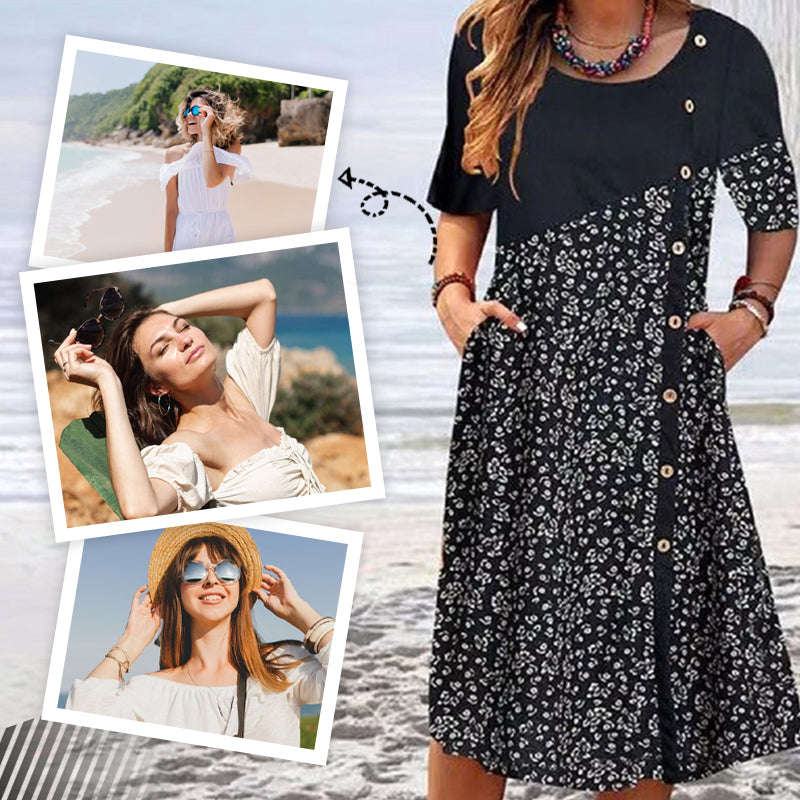 💖Damskie bawełniane sukienki z nadrukiem w stylu vintage