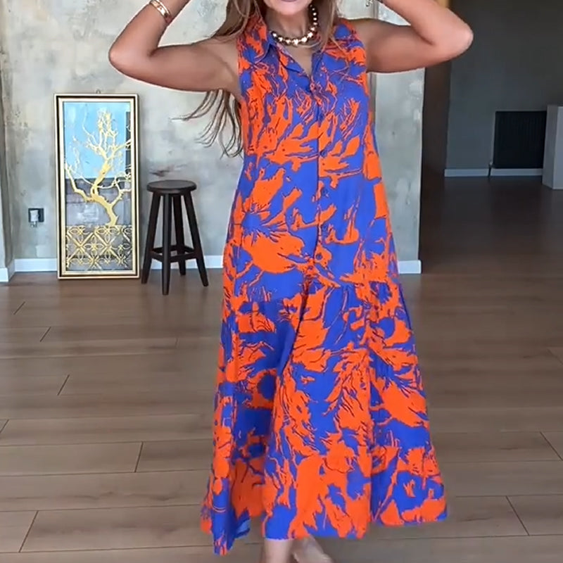 👗Modna damska sukienka bez rękawów z nadrukiem