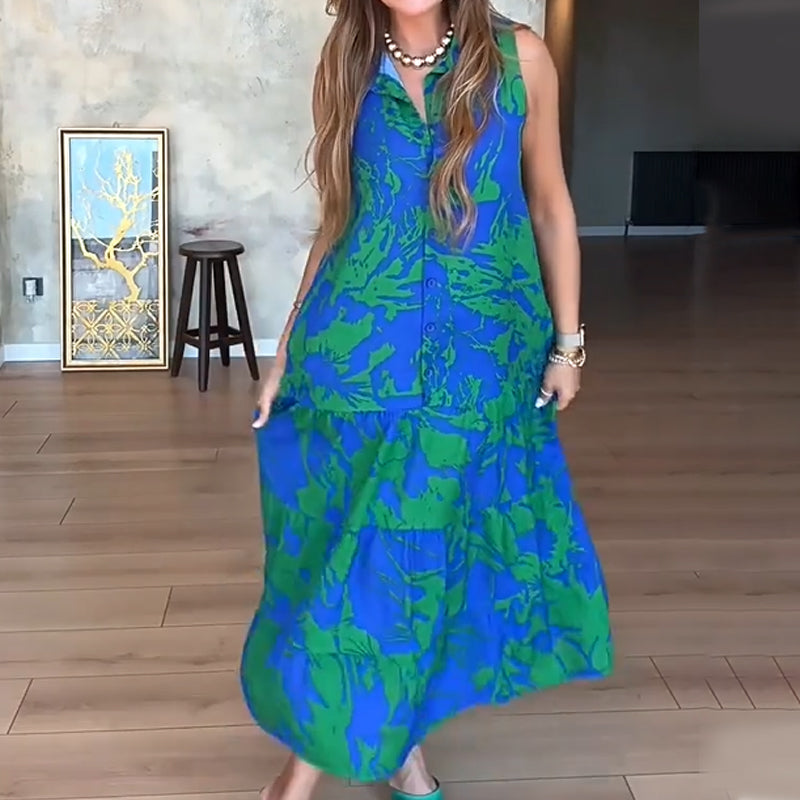 👗Modna damska sukienka bez rękawów z nadrukiem