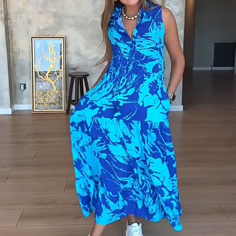 👗Modna damska sukienka bez rękawów z nadrukiem