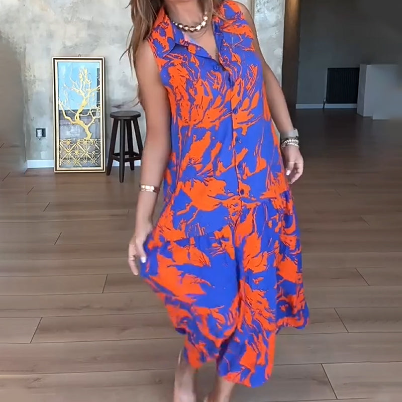 👗Modna damska sukienka bez rękawów z nadrukiem