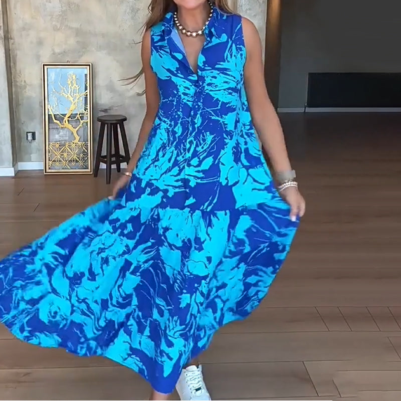 👗Modna damska sukienka bez rękawów z nadrukiem