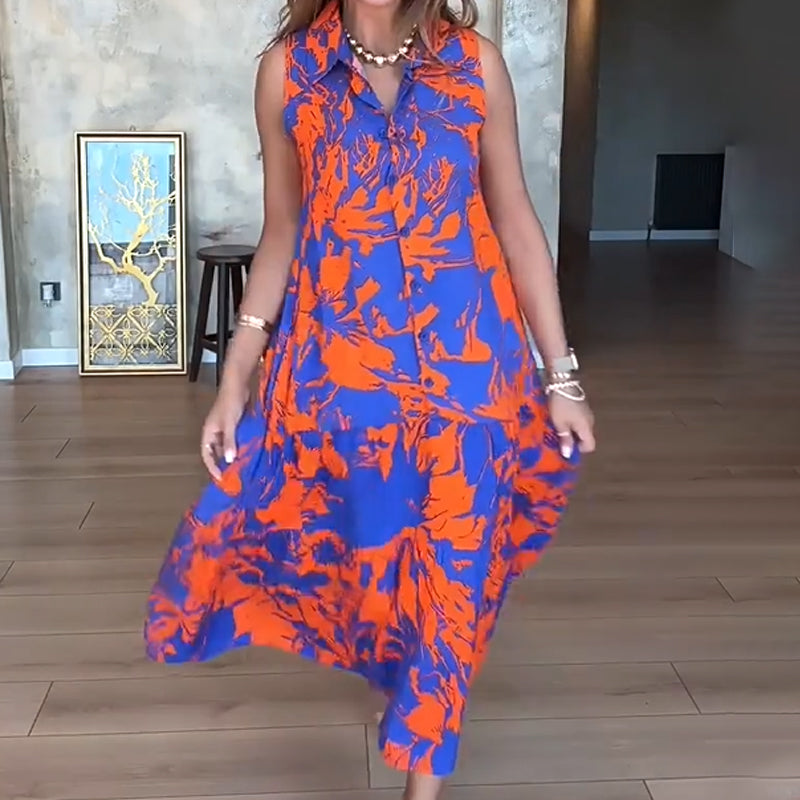 👗Modna damska sukienka bez rękawów z nadrukiem