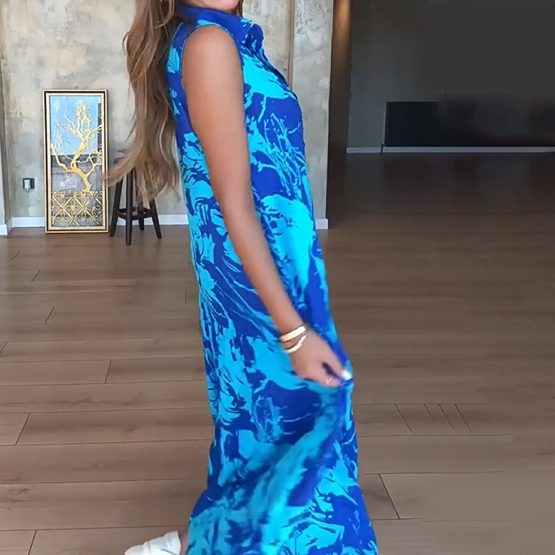 👗Modna damska sukienka bez rękawów z nadrukiem