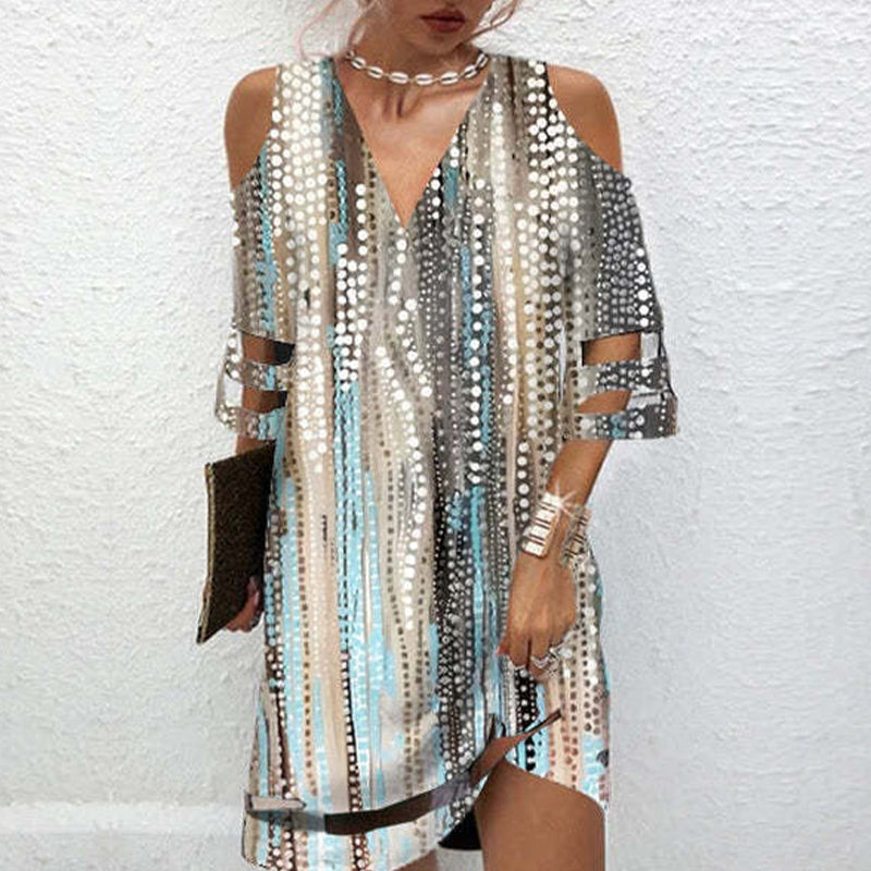 💃【S-3XL】🌺 Sukienka z nadrukiem z dekoltem w kształcie litery V