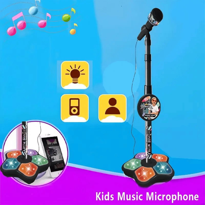 🎁 Gyerekajándék 🎤Nyújtható mikrofon játék világító karaoke géppel