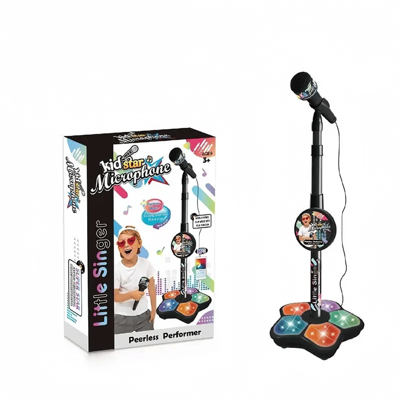 🎁 Gyerekajándék 🎤Nyújtható mikrofon játék világító karaoke géppel