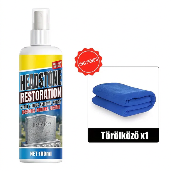 🔥🧼 Sírkő helyreállító és tisztító spray – 🌿 pH-semleges formula, eltávolítja az algákat és zuzmókat, biztonságos gránit, márvány és mészkő esetén 👼💕