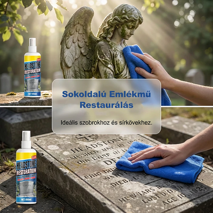 🔥🧼 Sírkő helyreállító és tisztító spray – 🌿 pH-semleges formula, eltávolítja az algákat és zuzmókat, biztonságos gránit, márvány és mészkő esetén 👼💕